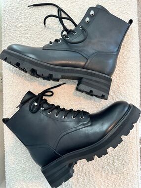 Marc Fisher LTD Black Lug Sole Combat Boots NWOB Women’s Size 11M